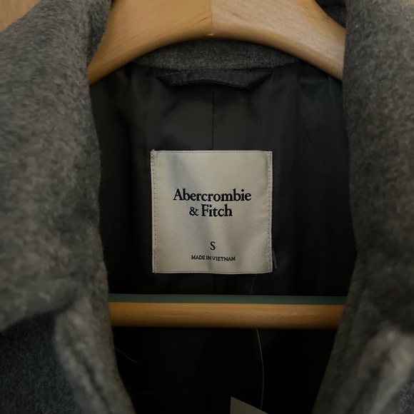 NWT Abercrombie & Fitch Gray Wool Blend Pea Coat - Picture 3 of 4